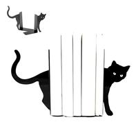 Lot de 2 serre-livres décoratifs en métal - Motif chat noir - Pour les amateurs de livres et les amoureux des chats