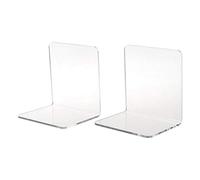 Lot de 2 serre-livres en acrylique transparent en forme de L - Organisateur de bureau - Support de livre - École S