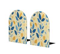 Lot de 2 serre-livres en bois abstraits, bleu et jaune, pour étagères, serre-livres en bois très résistants et antidérapants pour la maison, le bureau, la décoration d'étude