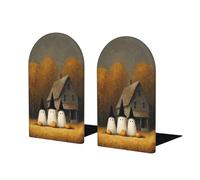 Lot de 2 serre-livres en bois avec 3 jolis fantômes noirs pour étagères pour maison, bureau, bibliothèques