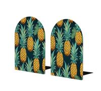 Lot de 2 serre-livres en bois avec motif ananas jaune et feuille verte pour étagères, serre-livres en bois très résistants et antidérapants pour la maison, le bureau, la décoration d'étude