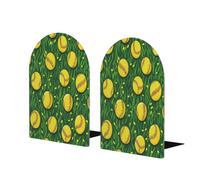 Lot de 2 serre-livres en bois avec motif balle molle jaune pour étagères, serre-livres en bois antidérapant pour maison, bureau, étude, décoration