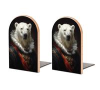 Lot de 2 serre-livres en bois avec motif ours polaire - Pour la maison, le bureau, les bibliothèques