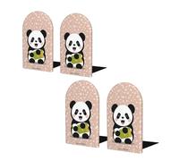 Lot de 2 serre-livres en bois de panda mignon, petit bloqueur de livre décoratif, base en métal robuste avec coussinets en mousse antidérapants, bois de hêtre robuste