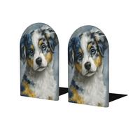 Lot de 2 serre-livres en bois en forme de chien de berger mignon pour étagères pour la maison, le bureau, les bibliothèques