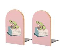 Lot de 2 serre-livres en bois en forme de grenouille assise sur une barre de savon robuste pour la maison, le bureau, les bibliothèques