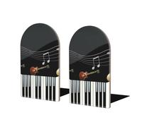 Lot de 2 serre-livres en bois imprimé guitare piano pour les amateurs de livres et organisateurs