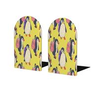 Lot de 2 serre-livres en bois jaune pour étagères, serre-livres en bois antidérapant pour maison, bureau, étude, décoration