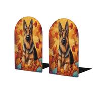 Lot de 2 serre-livres en bois pour étagères en forme de berger allemand - Très résistants - Antidérapants - Pour maison, bureau, étude, décoration
