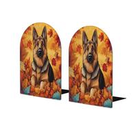 Lot de 2 serre-livres en bois pour étagères en forme de berger allemand - Très résistants - Antidérapants - Pour maison, bureau, étude, décoration