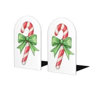 Lot de 2 serre-livres en bois pour étagères en forme de canne à sucre aquarelle avec nœud vert pour la maison, le bureau, les bibliothèques