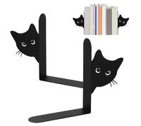 Lot de 2 serre-livres en forme de chat - Noir - En métal - Design chat mignon - et stable - Bibliothèque - Bureau - Livres - Magazines