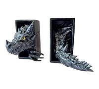 Lot de 2 serre-livres en forme de dragon 3D qui se détachent de l'étagère à utiliser entre des livres ou au bout d'une étagère ou d'un coin de livres, décoration de dragon fantaisie, étagères