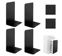 Lot de 2 serre-livres en métal épais - Pour bureau, école, maison, bibliothèque, bibliothèque - 19,5 x 13 x 9,5 cm