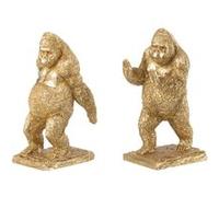 Lot de 2 Serre-Livres "Gorilles" 24cm Or G