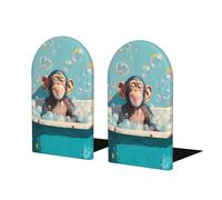 Lot de 2 serre-livres humoristiques en bois avec singe rempli de bulles pour étagères pour la maison, le bureau, les bibliothèques