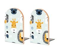 Lot De 2 Serre-Livres Lion Panda Support De Livre Antidérapant en Bois pour Bibliothèque De Bureau
