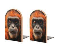 Lot de 2 serre-livres modernes en bois avec motif singe - Pour la maison, le bureau, les bibliothèques