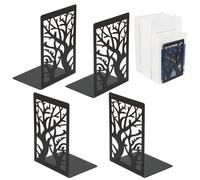 Lot de 2 serre-livres Parr (= 4 pièces) - En métal noir - Pour étagère, bureau, école, maison, bibliothèque - Porte-livres, Maintien Livre - 12 x 16 x 9,5 cm