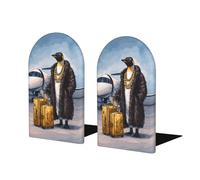 Lot de 2 serre-livres rétro en bois pour étagères Motif pingouin