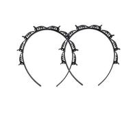 Lot de 2 serre-têtes noirs à double frange avec 8 petites pinces - Pour femme - Double couche torsadée - Serre-tête à pince torsadée avec outils de tressage à cheveux dentés, bandeaux tendance