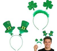 Lot de 2 serre-têtes trèfle à quatre feuilles, accessoires de fête de la Saint-Patrick, accessoires pour enfants pour costume et fêtes irlandaises, festival, cosplay
