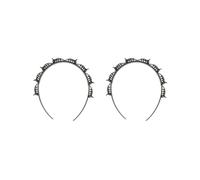 Lot de 2 serre-têtes tressés à double couche pour femme Noir