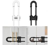 Lot de 2 serrures de placard coulissantes de sécurité pour enfants, en forme de U réglable à 3 chiffres avec mot de passe pour armoires de cuisine et armoires, installation sans perçage ni adhésif