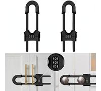 Lot de 2 serrures de placard réutilisables coulissantes de sécurité pour enfants, en forme de U réglable à 3 chiffres avec mot de passe pour armoires de cuisine et armoires, installation sans perçage
