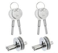 Lot de 2 serrures de porte coulissante en verre chromé avec clés pour armoire à bijoux, vitrine, porte en verre, 3 à 6 mm d'épaisseur