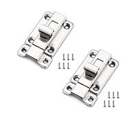 Lot de 2 serrures de porte coulissantes de 5,1 cm en acier inoxydable utilisées pour serrure à vis coulissante pour salle de bain, chambre à coucher, porte intérieure, porte extérieure, argent