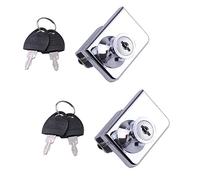 Lot de 2 serrures de porte en verre pour armoire - Double ouverture - En alliage de zinc - Avec clés - Pour porte en verre de 5 à 8 mm (un pour un)