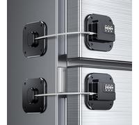 Lot de 2 serrures de réfrigérateur avec code sans perçage - Combinaison de sécurité enfant pour bébés, enfants et adultes - Verrou de réfrigérateur pour congélateur, armoires, tiroirs, fenêtres - Noir