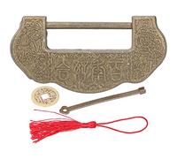 Lot de 2 serrures et clés décoratives vintage, cadenas en laiton sculpté de la dynastie Ming Qing, ancienne serrure de boîte à bijoux pour petite boîte en bois, meubles, armoires, (Bronze)