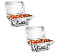 Lot de 2 serveurs de buffet chauffants en acier inoxydable avec compartiment unique 9 l