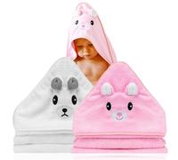 Lot de 2 serviette de bain a capuche bebe - Idée Cadeau Naissance Garçon - Cape de bain bebe animaux 0-3 ans - Sortie de bain bebe douce - serviette de bain bebe Originale - Cadeaux pour Nouveau-né