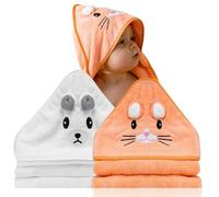 Lot de 2 serviette de bain a capuche bebe - Idée Cadeau Naissance Garçon - Cape de bain bebe animaux 0-3 ans - Sortie de bain bebe douce - serviette de bain bebe Originale - Cadeaux pour Nouveau-né