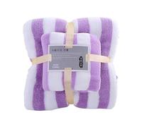 Lot de 2 serviettes de bain en microfibre velours corail doux, très absorbantes, pour adultes et enfants (1 drap de bain + 1 serviette pour les mains/le visage) | Essentiels de la maison (violet, 1