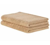 Lot de 2 Serviettes de Bain Luxe en Coton Doux Texture Chevron Beige Mitiaro