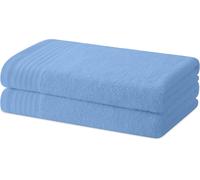 Lot De 2 Serviettes De Bain Ou De Douche-Ensemble De Serviettes-100% Coton-480g/M2-130x65 Cm-Bleu Ciel