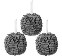 Lot de 2 serviettes de cuisine en chenille à suspendre serviettes avec boucles serviettes de salle de bain serviette de bain à séchage rapide serviettes de bain en microfibre douce absorbante (2 gris)