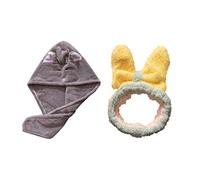 Lot de 2 serviettes de séchage des cheveux avec bandeau à absorption rapide pour le visage et le lavage des cheveux pour femme et fille