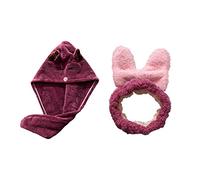 Lot de 2 serviettes de séchage des cheveux avec bandeau à absorption rapide pour le visage et le lavage des cheveux pour femme et fille