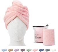 Lot De 2 Serviettes De Séchage En Microfibre Pour Femme,25 X 70 Cm,Super Absorbantes,Anti-Frisottis,Séchage Rapide,Avec Bouton,Rose