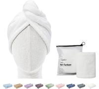 Lot De 2 Serviettes De Séchage En Microfibre Pour Femme,25 X 70 Cm,Super Absorbantes,Anti-Frisottis,Séchage Rapide,Avec Bouton,Blanc