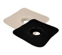 Lot de 2 serviettes de tête pour table de massage, housse de protection avec trou visage - 35 x 35 cm - 100% polyester - Beige et noir - Vivezen Multicolore