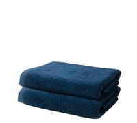 Lot de 2 Serviettes de Toilette 50x100cm | Serviettes de Bain Petite Taille | 100% Coton Premium | Epais 500g/m2 | Linge de Bain Doux & Absorbant | Oeko-TEX | Marque Ôhm | Bleu foncé