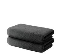 Lot de 2 Serviettes de Toilette 50x100cm | Serviettes de Bain Petite Taille | 100% Coton Premium | Epais 500g/m2 | Linge de Bain Doux & Absorbant | Oeko-TEX | Marque Ôhm | Gris foncé