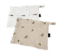 Lot de 2 serviettes de visage carrées en coton pour bébé Mouchoir haute absorption Serviette salvial Bavoir pour l'allaitement 20 x 25 cm