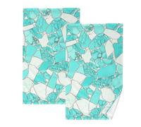 Lot de 2 serviettes décoratives en éclats de verre blanc verdâtre pour femme, serviettes de visage, serviettes en coton, taille 40,6 x 71,1 cm